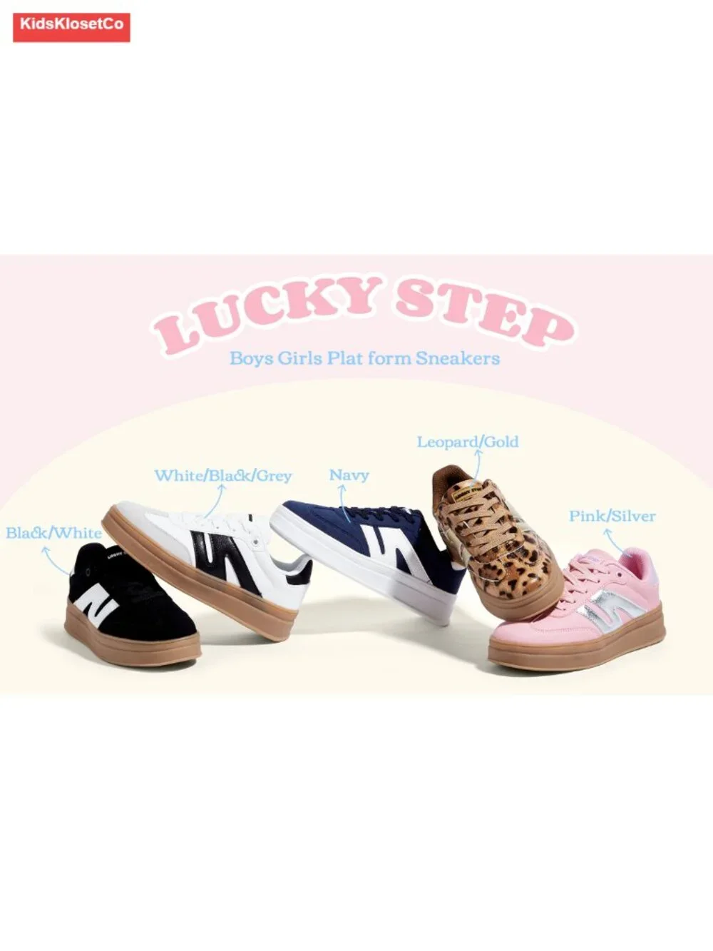Boys Girls Platform Sneakers Chunky Casual Retro Lace Up Non Slip